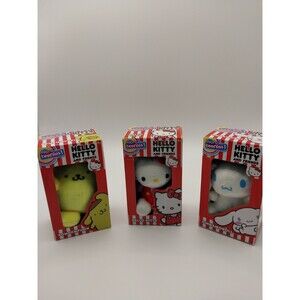 Lot Of 3 Sanrio Micro Teenies 3” Micro Hello Kitty & Cinamon Roll & Pompompurin